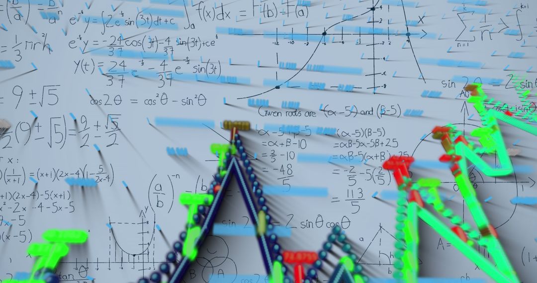 Futuristic 3D Network with Mathematical Equations