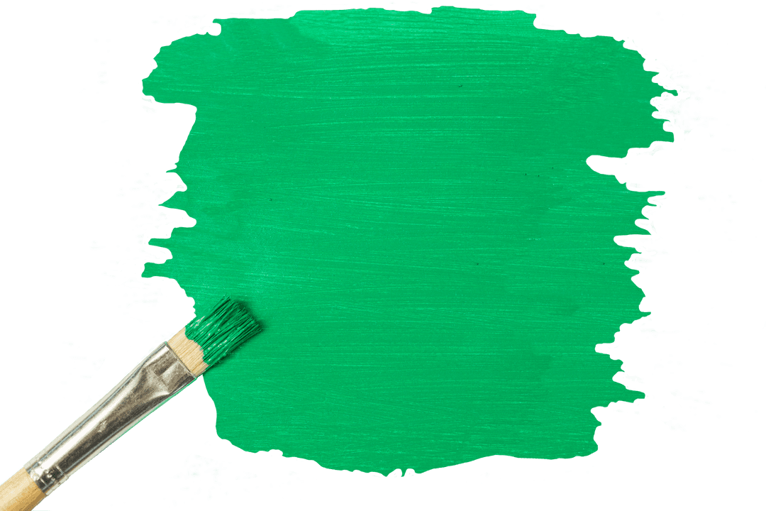 Green Paint Brush Stroke on Transparent Background