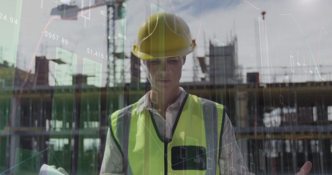 Female Architect Analyzing Data at Construction Site