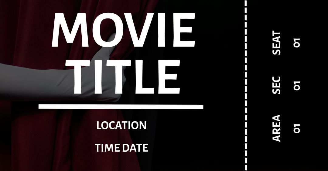 Dramatic Movie Premiere Ticket Template with Red Curtain Background