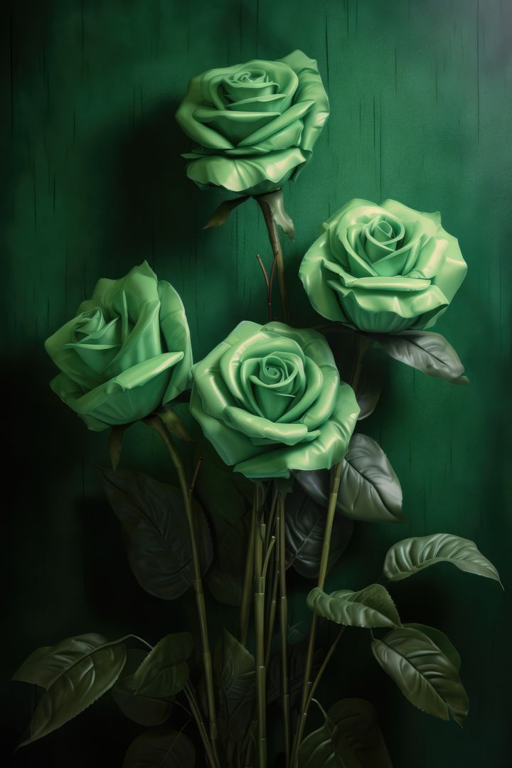 Lush Green Roses Against Dark Green Wooden Background - Free Images, Stock Photos and Pictures on Pikwizard.com