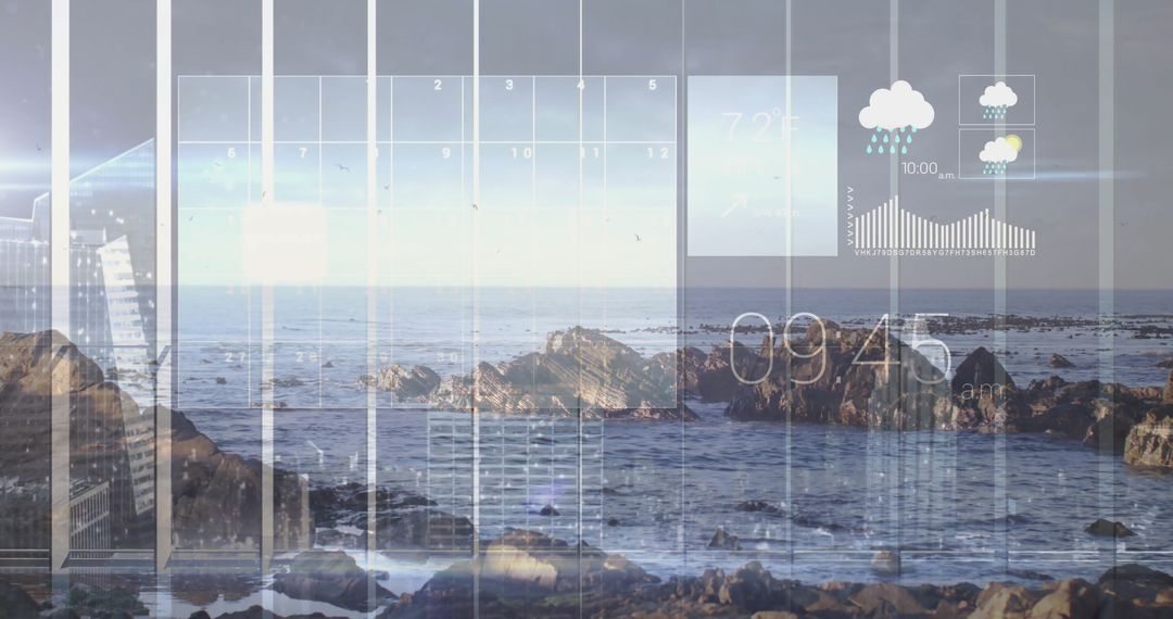 Futuristic Digital Seascape Dashboard with Weather and Data