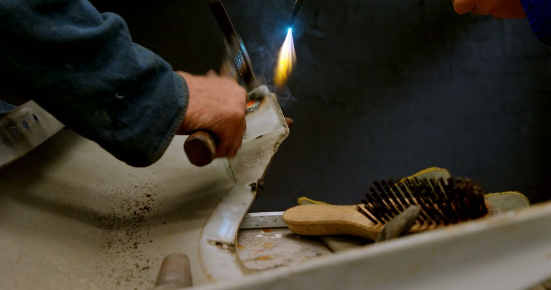 Close-up of Metalworking Process with Welding Torch in Workshop - Free Images, Stock Photos and Pictures on Pikwizard.com