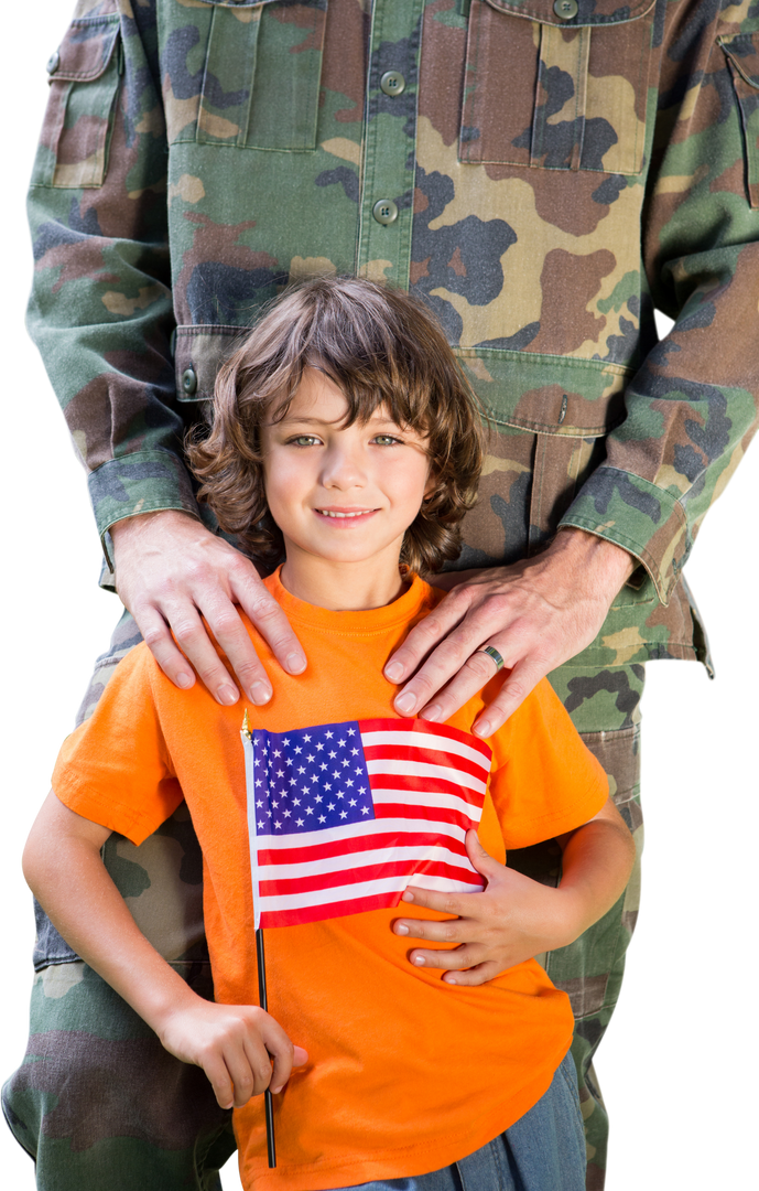 Transparent Portrait of Child and Military Parent with American Flag Embracing - Download Free Stock Images Pikwizard.com