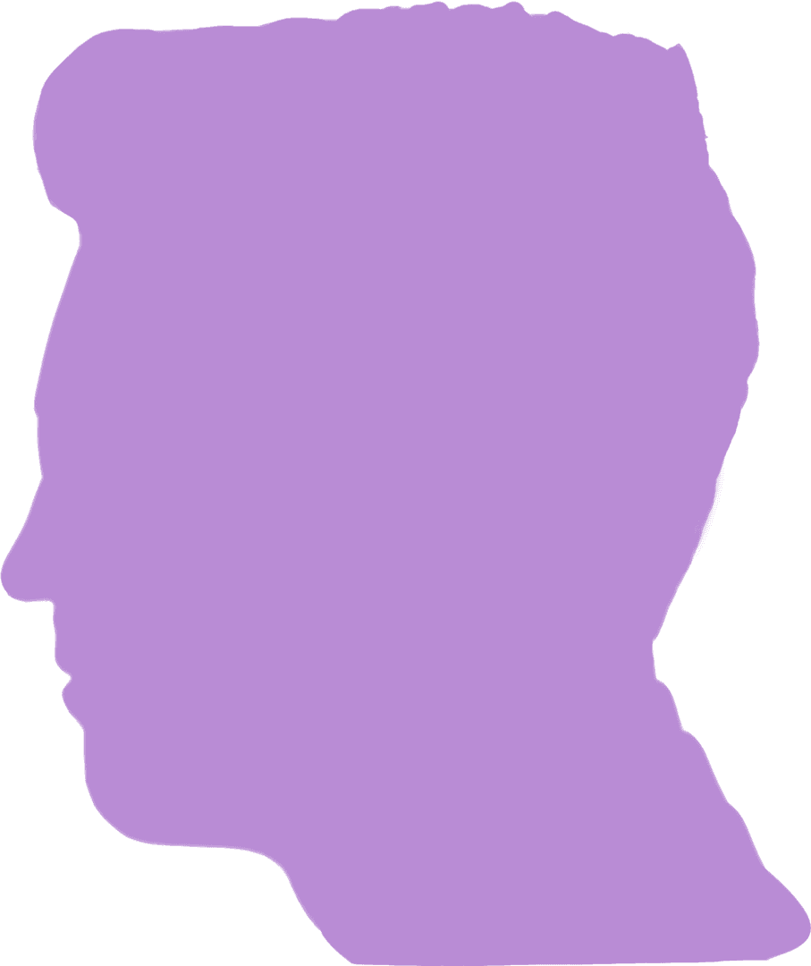Purple Silhouette of Man's Profile on Transparent Background