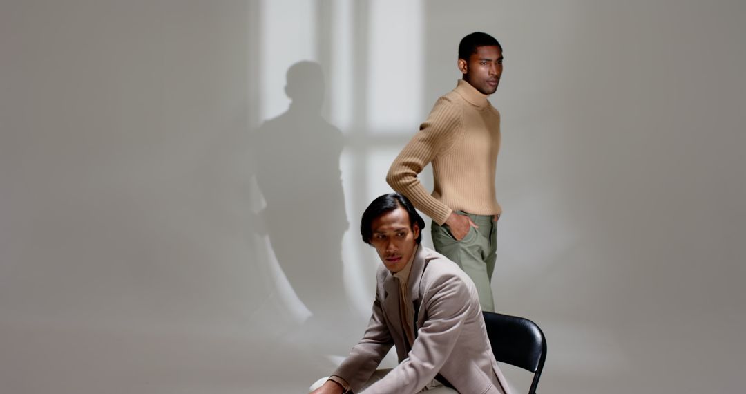 Stylish Male Models in Minimalist Portraiture Setting