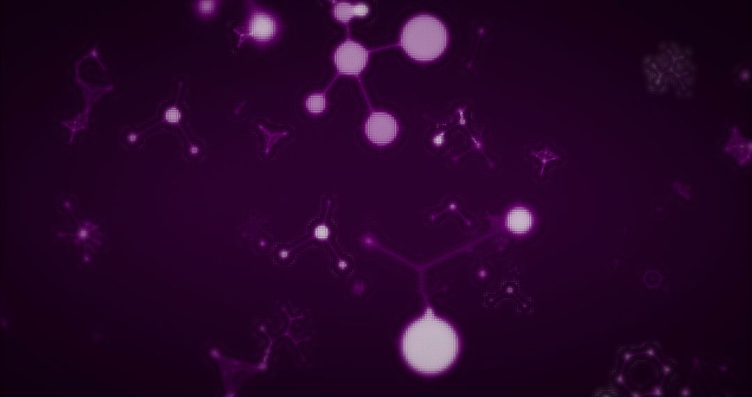 Futuristic Glowing Molecule Structures Purple Background