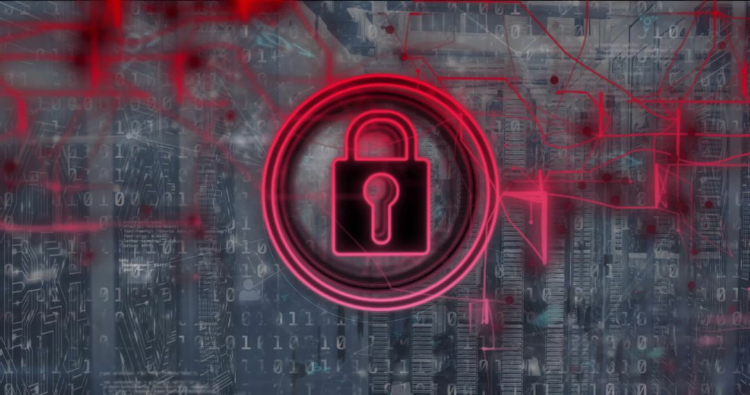 Red Padlock Icon Featuring Data Security Interface