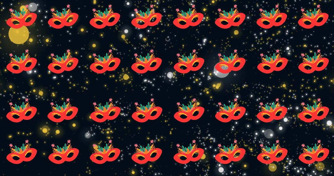 Red Masquerade Mask Pattern on Cosmic Background