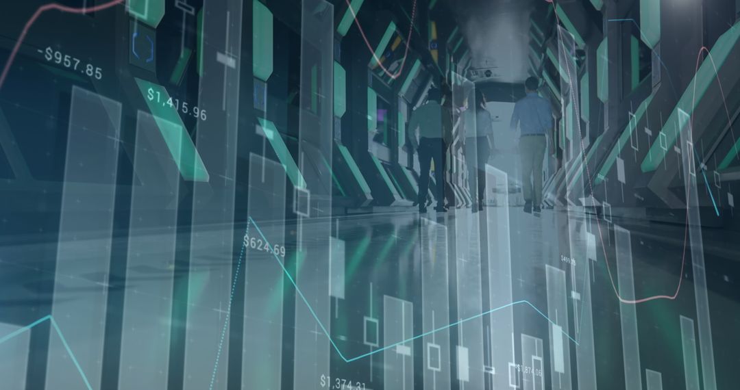 Financial Data Overlay on Business Professionals in Graph Display