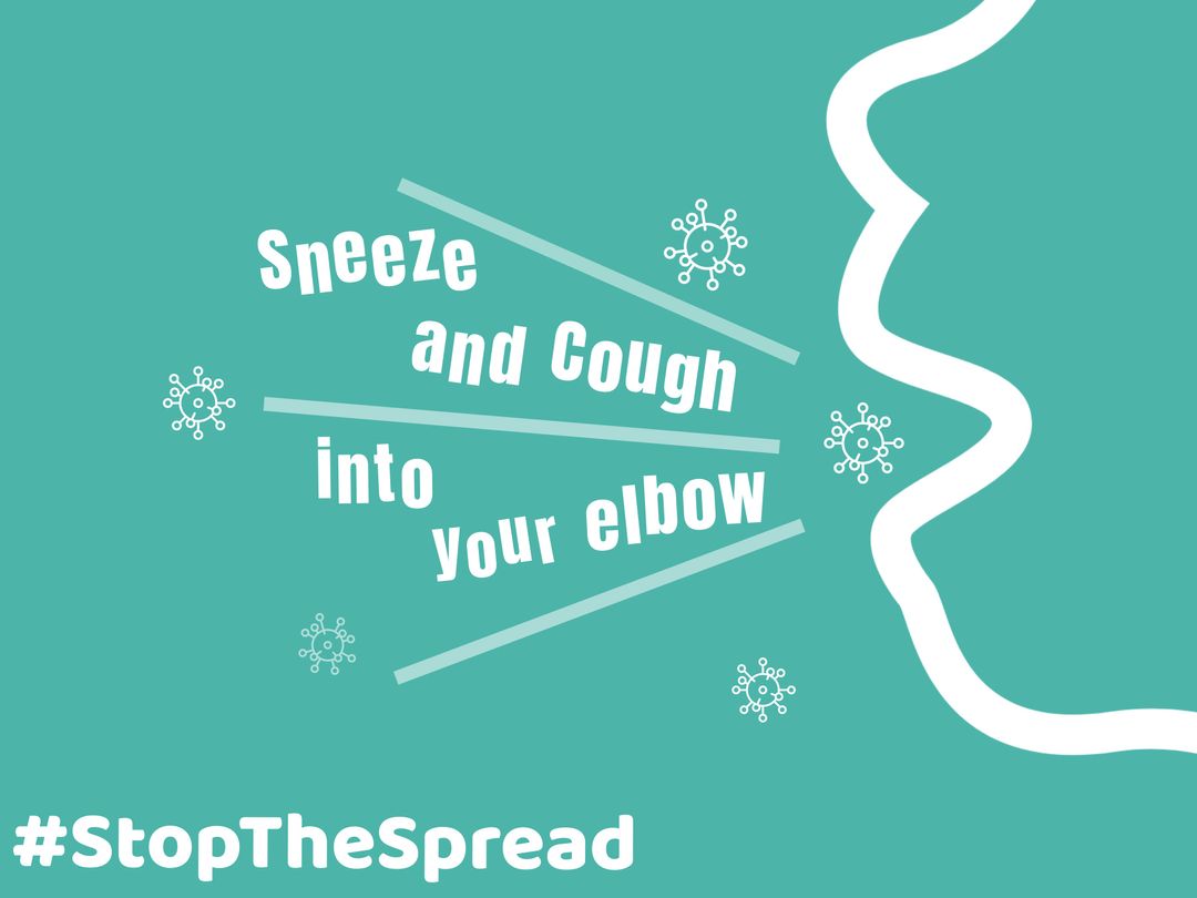 Health Campaign Advice Coughing into Elbow Illustration
