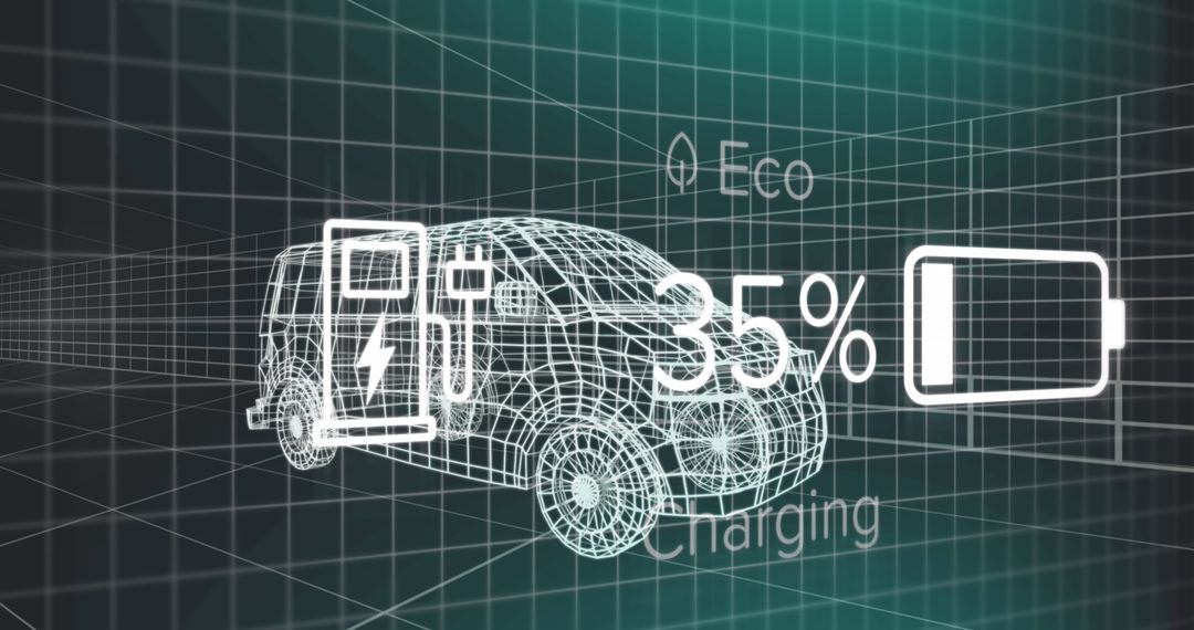 Electric Van Interface with Charging Status and Data Overlay
