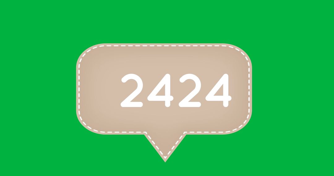 Chat Bubble with Counting Number 2424 on Green Background