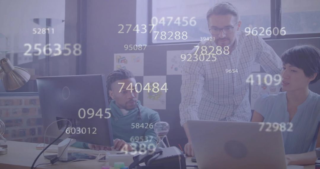 Digital Collaboration in Modern Office with Data Overlays