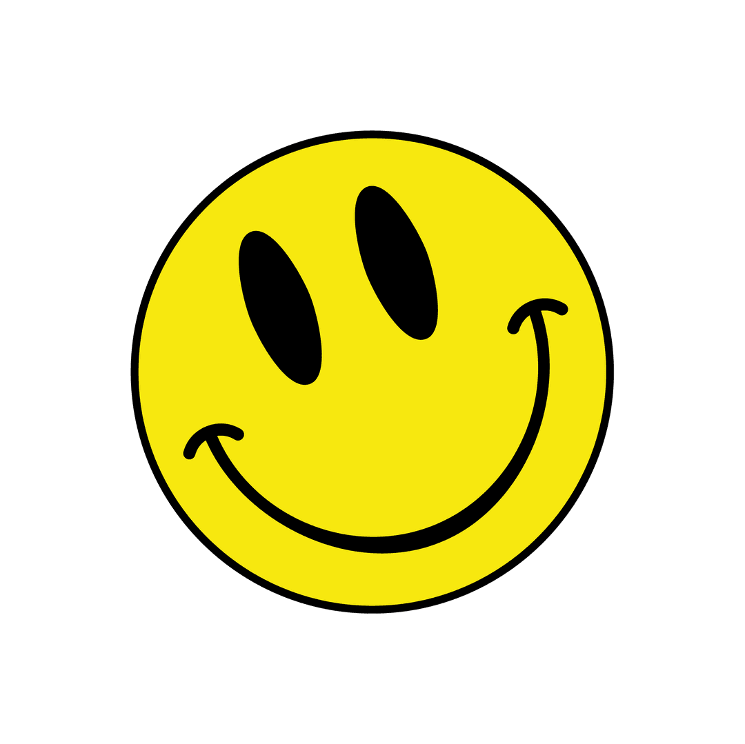 Smiley Face with RETRO Text on Transparent Background