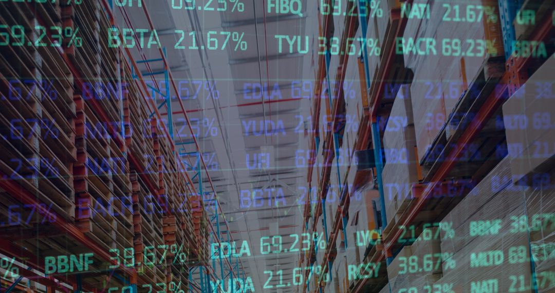 Digital Data Overlay on Empty Warehouse Interior