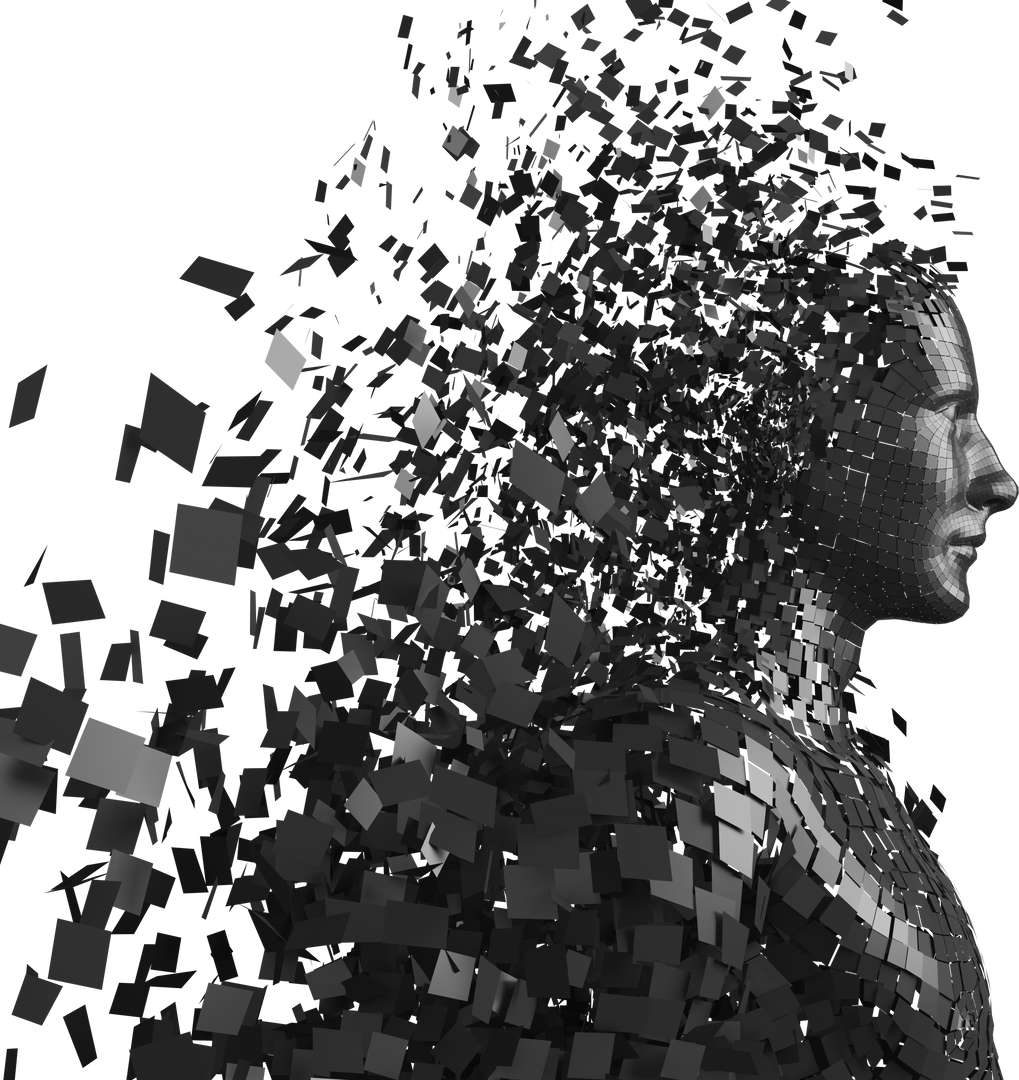 3D Male Avatar Composed of Black Shiny Pixels Fragmenting Transparent Background - Download Free Stock Images Pikwizard.com