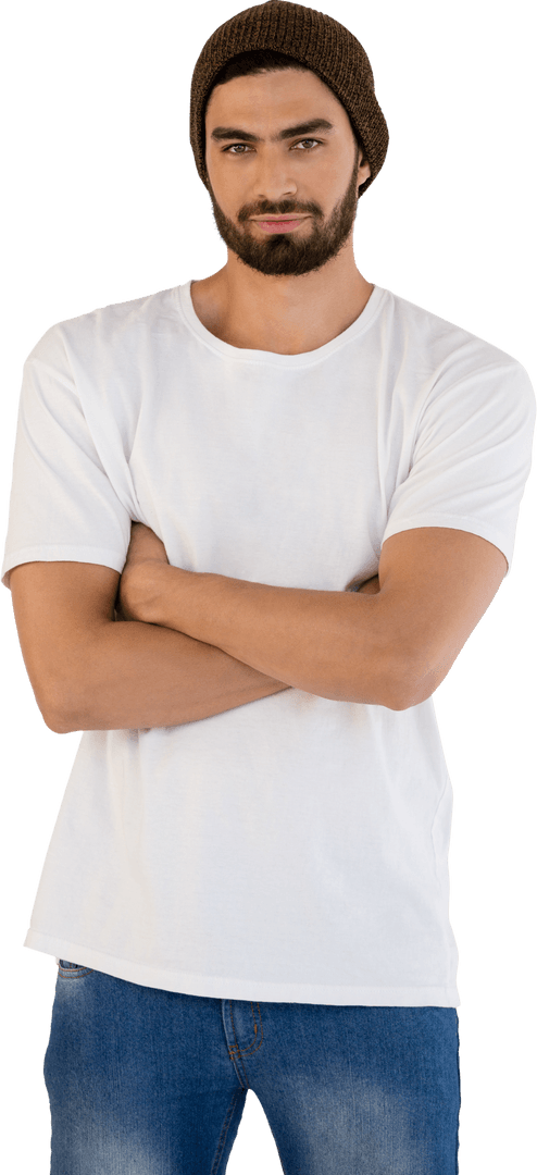 Transparent Image of Confident Man with Folded Arms