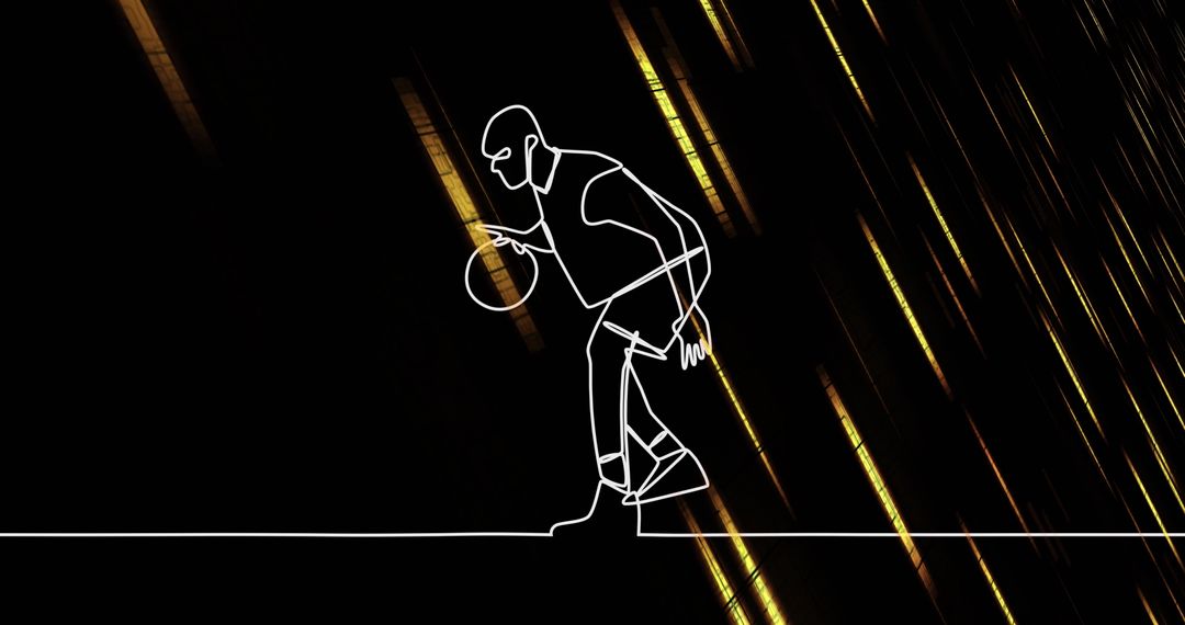 Modern Abstract Art of Basketball Player Against Dark Numerical Lines