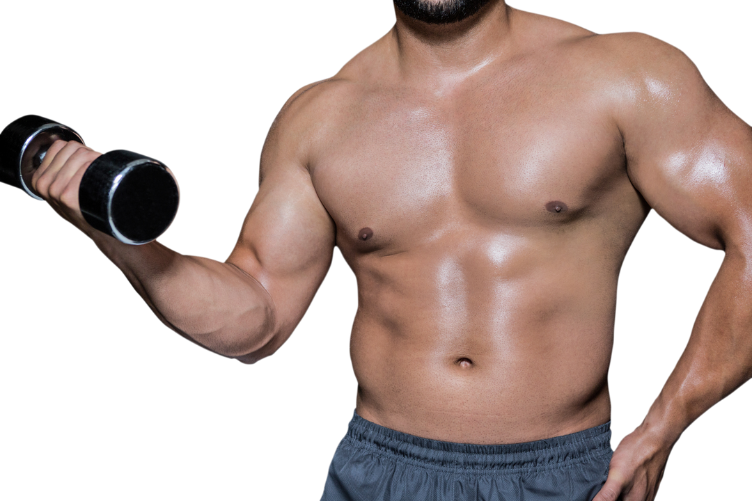 Transparent Image of Shirtless Bodybuilder Lifting Dumbbell - Download Free Stock Images Pikwizard.com