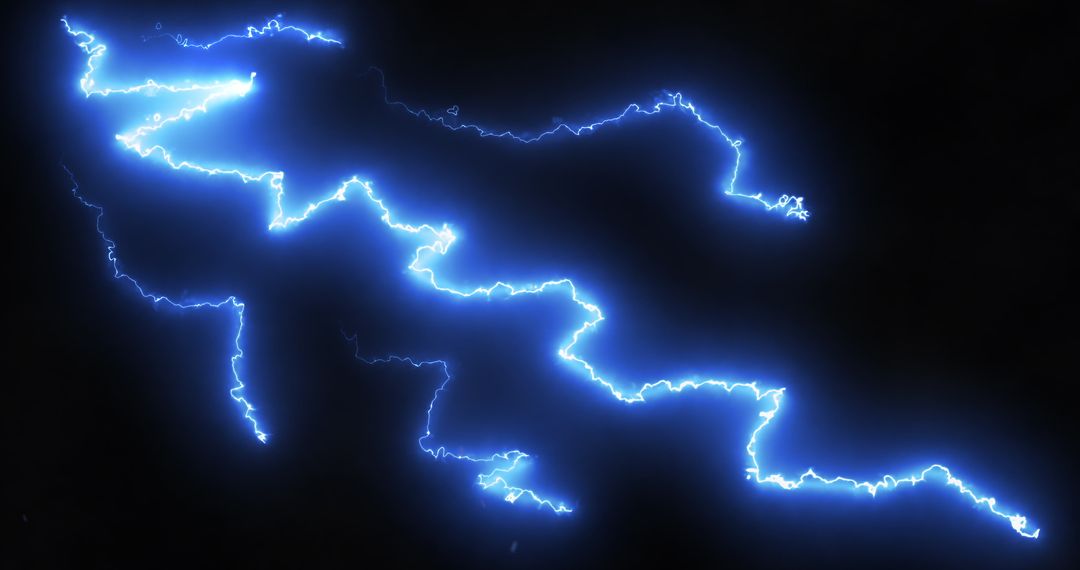 Vibrant Blue Lightning Bolt on Black Background - Free Images, Stock Photos and Pictures on Pikwizard.com