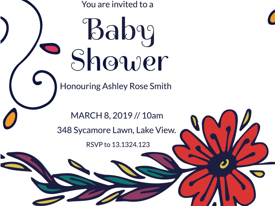 Vibrant Baby Shower Invitation with Floral Designs