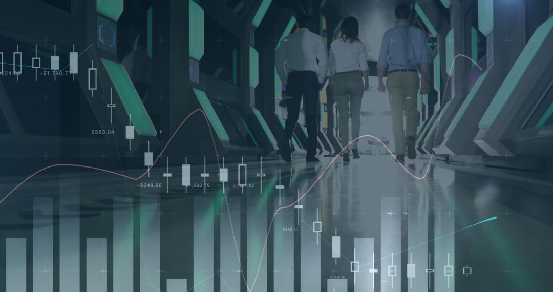 Business Team Analyzing Data in Futuristic Office Environment