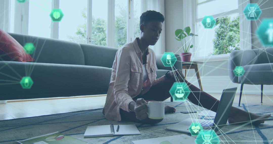 African American Woman Connecting Through Digital Learning Platforms