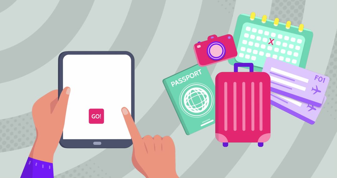 Digital Travel Tools with Passport and Luggage Icons
