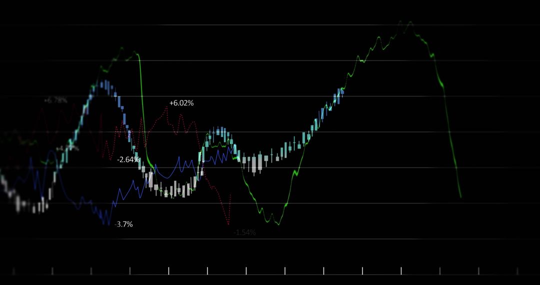 Abstract Financial Data Diagrams on Black Background