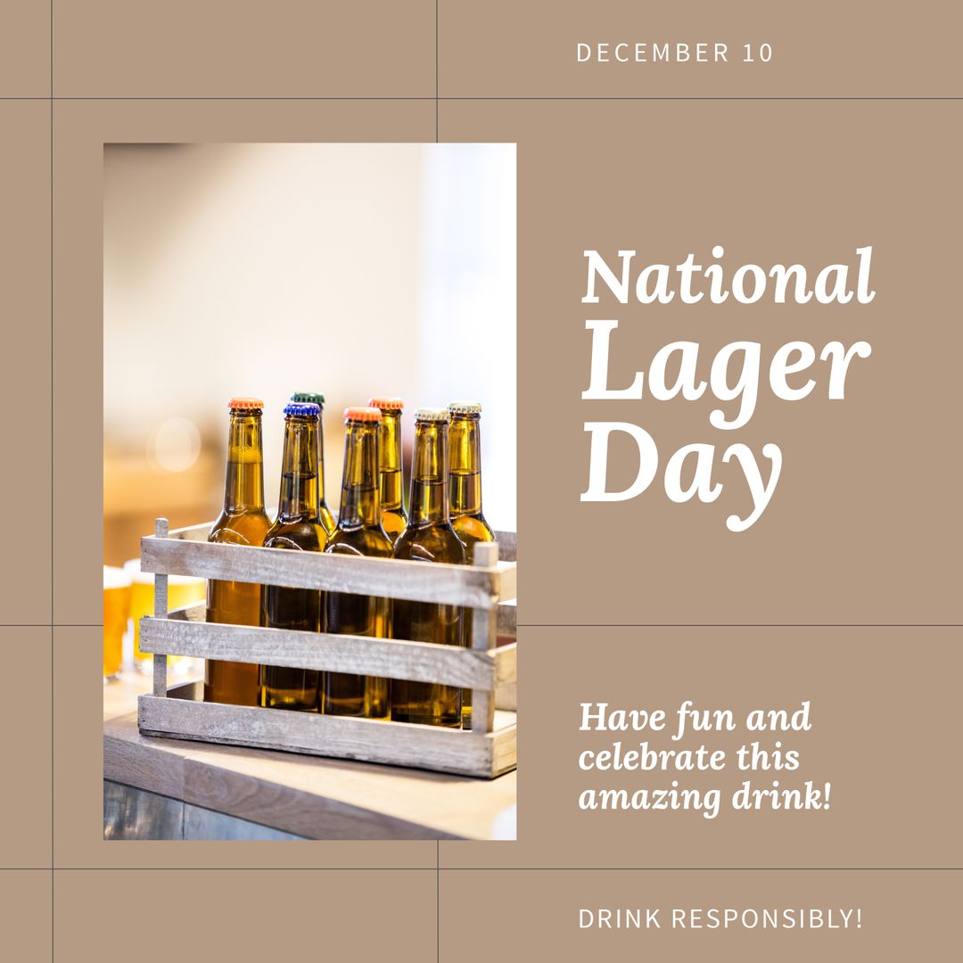 National Lager Day Celebration with Bottled Beers in Wooden Crate - Download Free Stock Templates Pikwizard.com