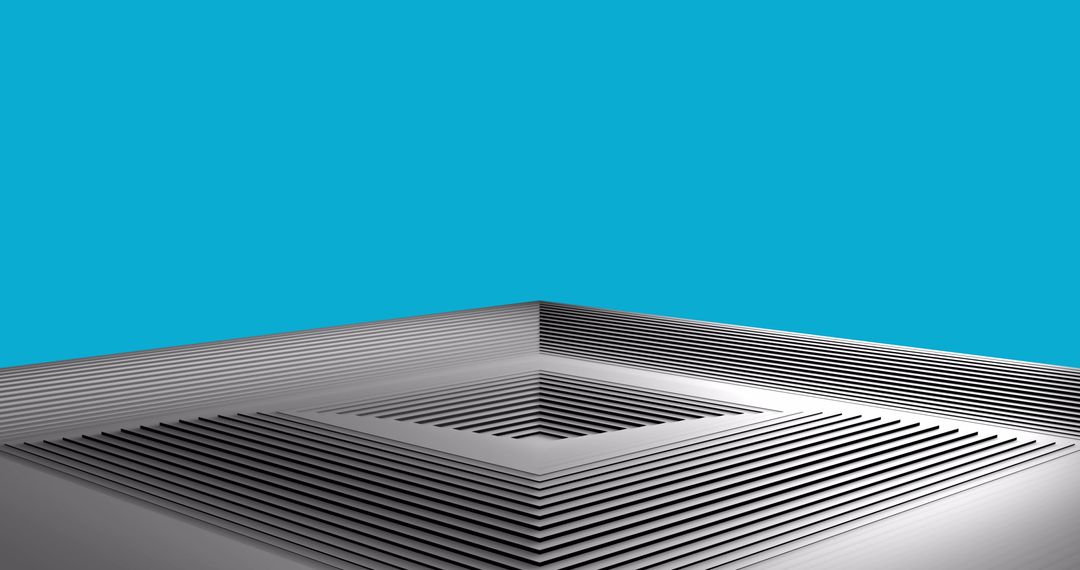 Geometric Grey Squares Pulsating on Blue Background