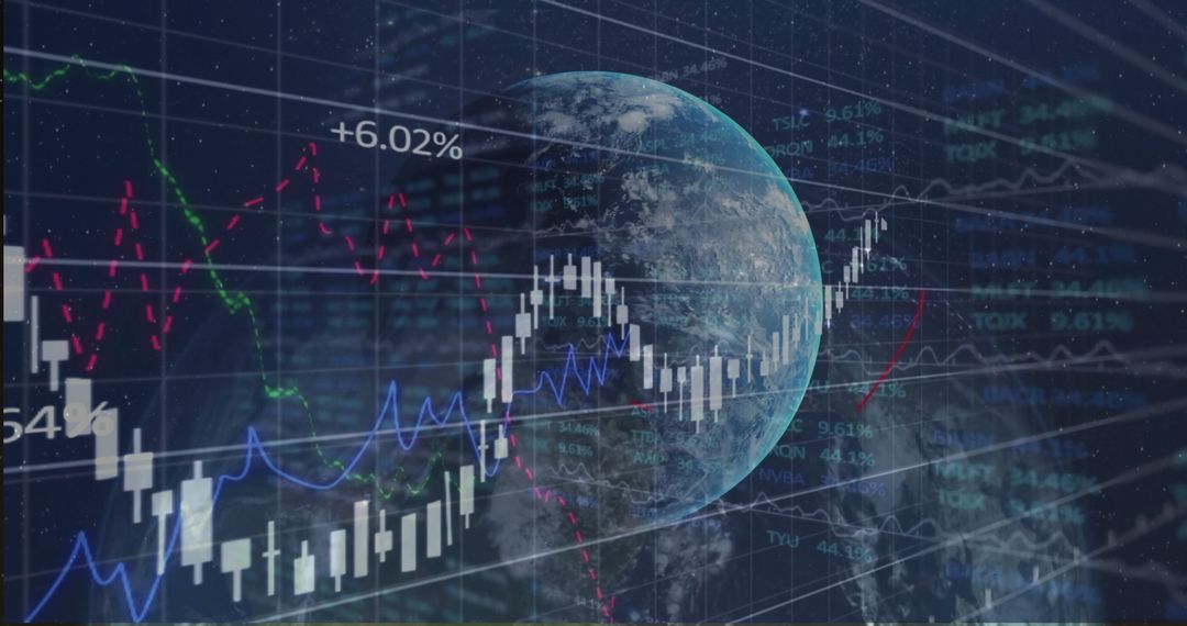Globe Viewing Financial Charts in Innovative Data Hub Visualization