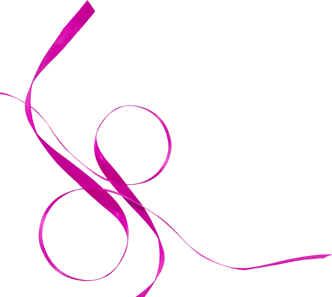 Elegant Pink Ribbon Twirl on Transparent Background