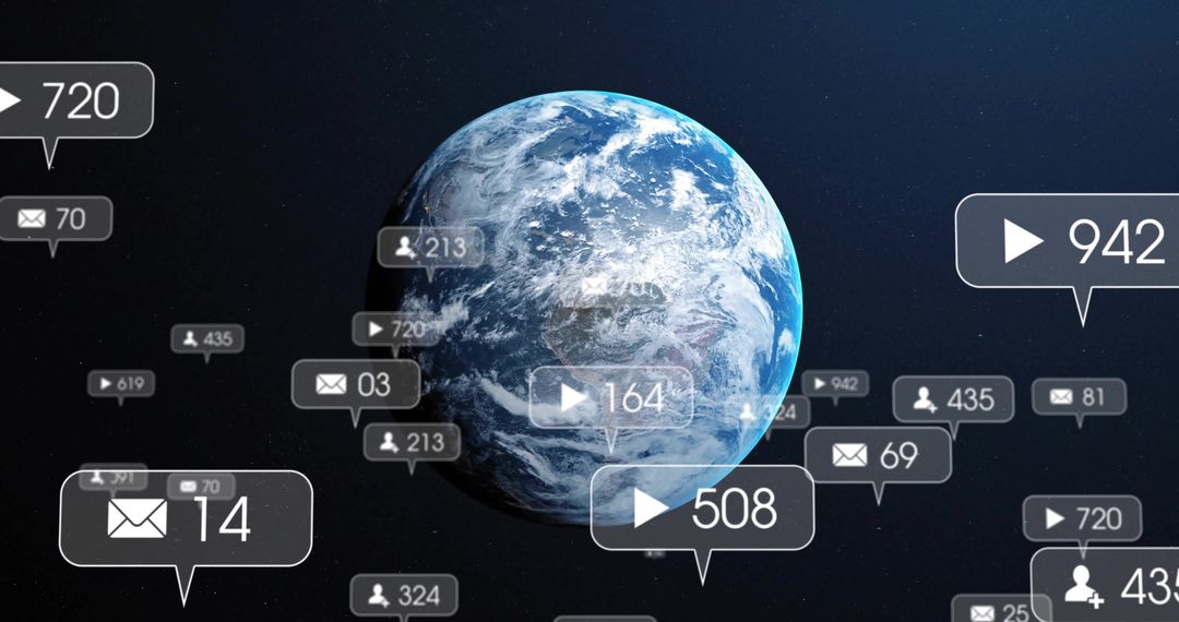 Planet Earth in Digital Sphere with Social Media Metadata Overlays
