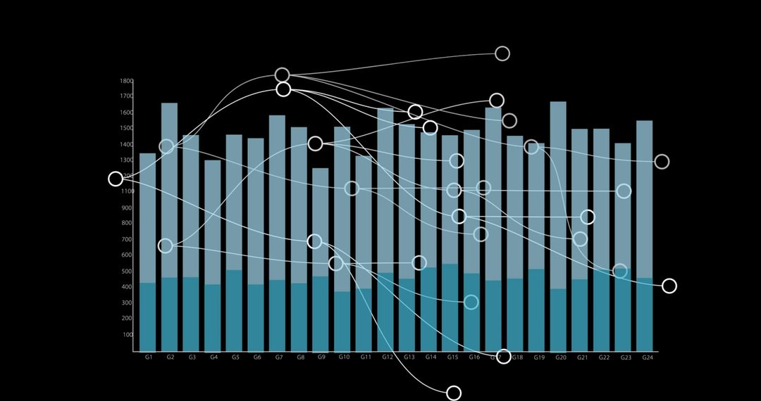 Financial Data Insights with Digital Connectivity on Dark Background