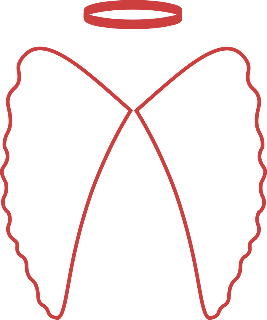 Red Angel Halo and Wings Illustration on Transparent Background