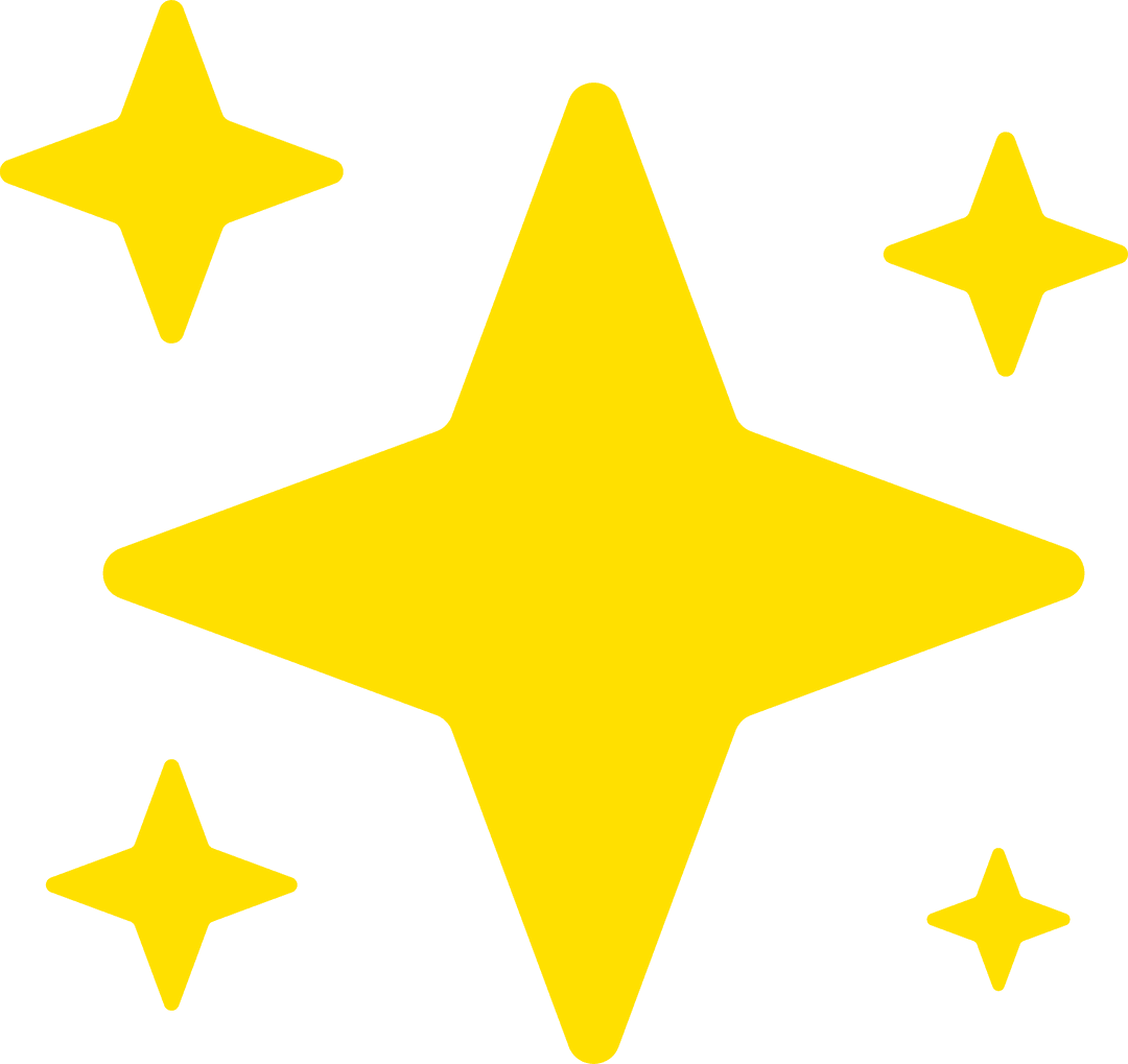 Vibrant Yellow Sparkle Designs on Transparent Background