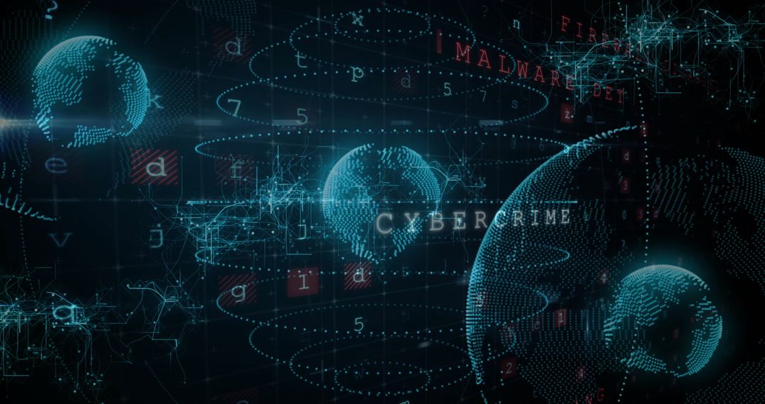 Futuristic Global Cybersecurity Interface with Digital Holograms