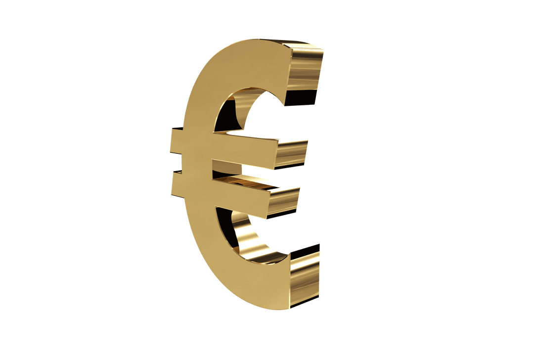 Golden Euro Symbol on Transparent Background for Financial Themes