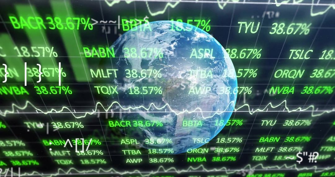 Global Finance Data Projection Screen with Earth