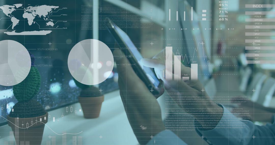 Caucasian Businessman Analyzing Digital Financial Graphs