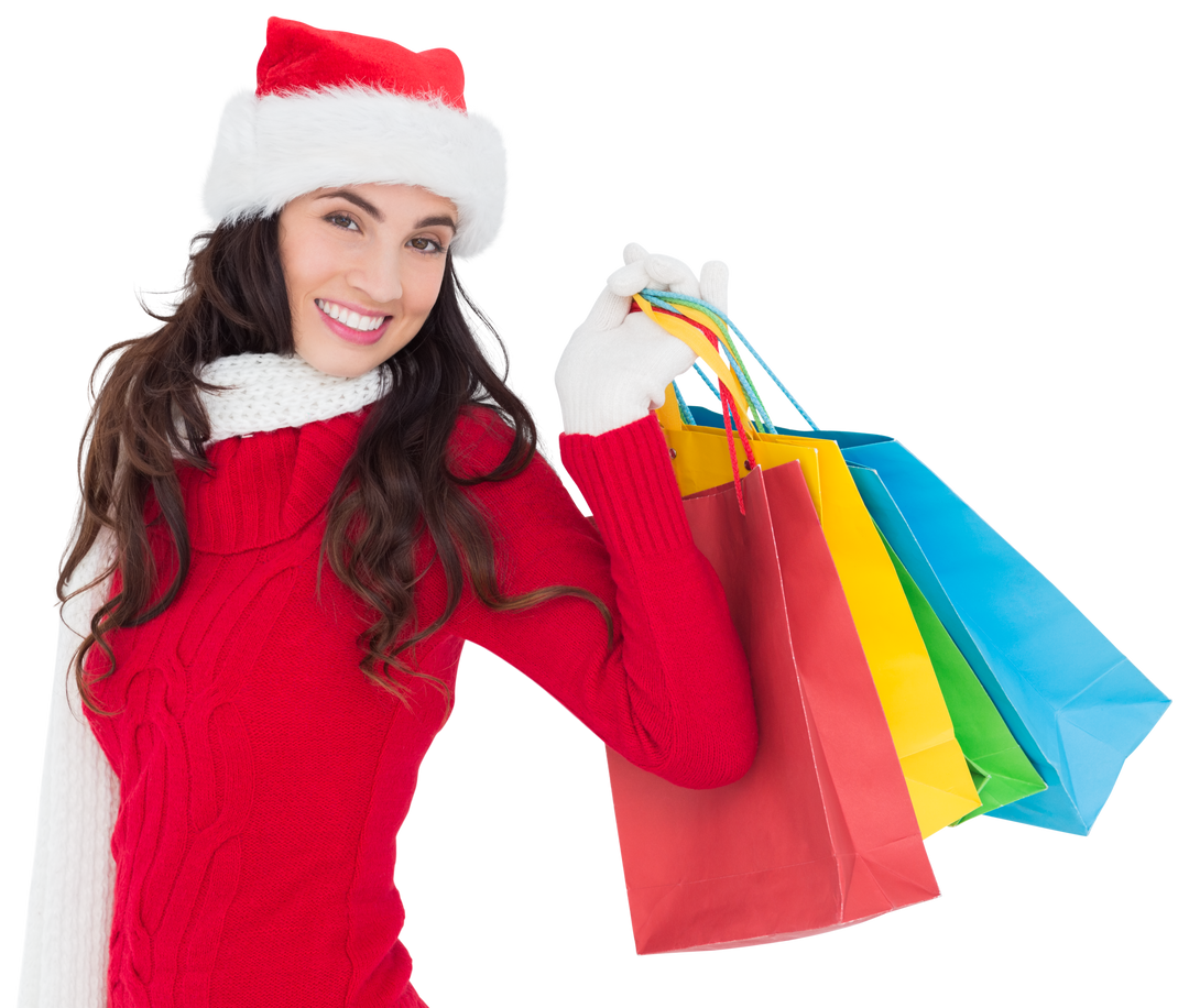 Festive Woman Holiding Shopping Bags Transparent BG - Download Free Stock Images Pikwizard.com