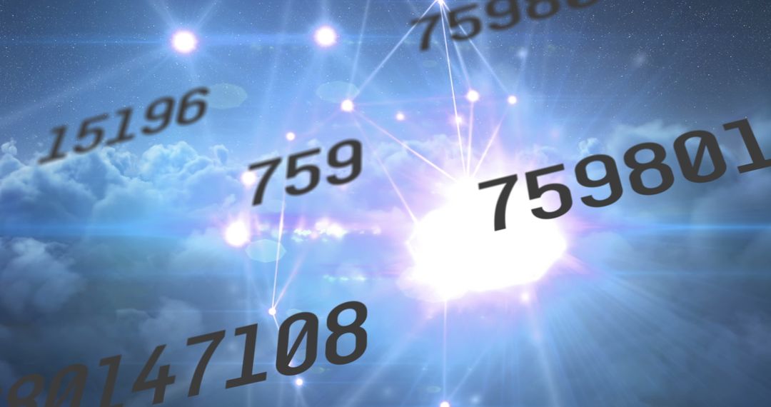 Floating Digital Numbers in Dreamy Skylight