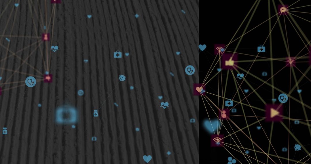 Global Digital Network with Icons Against Tall Buildings