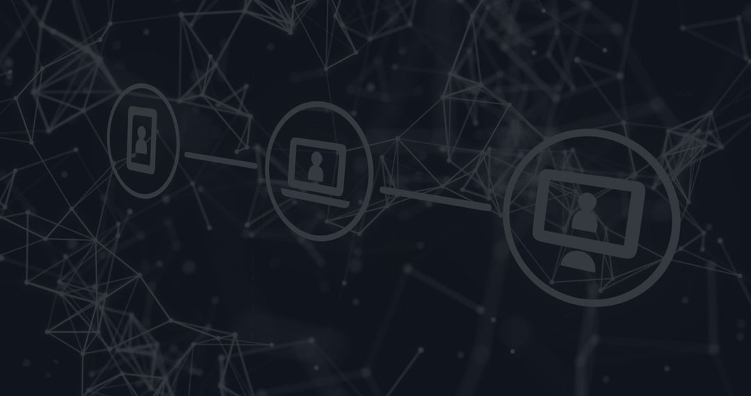 Abstract Digital Data Network Visualization with Technology Icons