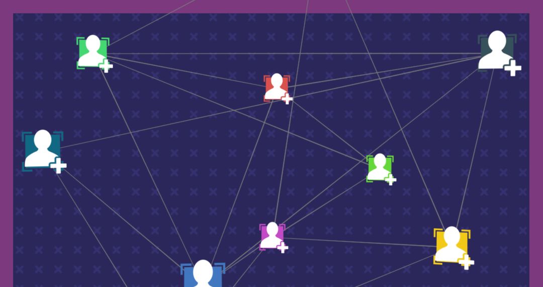 Digital Network Connections with Add Friend Icons