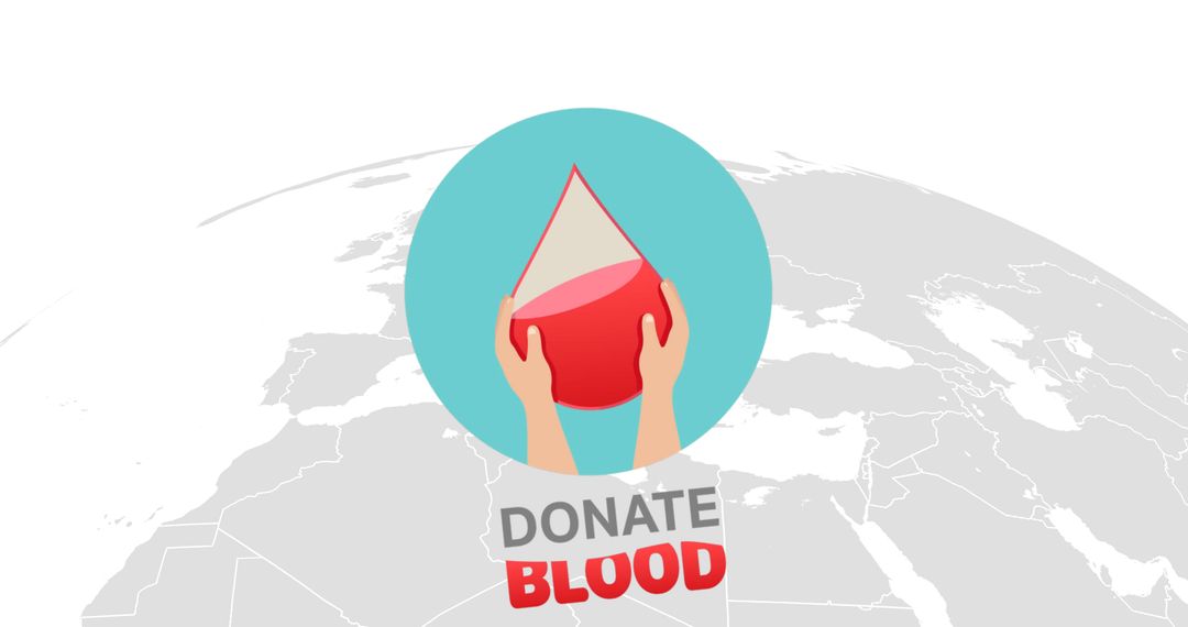 Donate Blood Logo on World Map Promoting Blood Donation - Free Images, Stock Photos and Pictures on Pikwizard.com