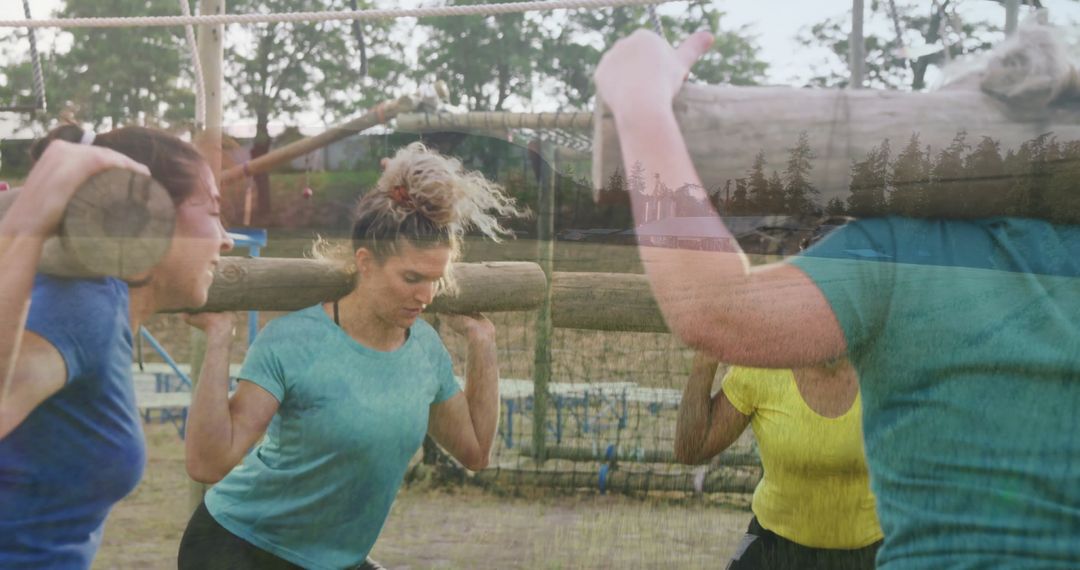 Women Persevering in Challenging Outdoor Obstacle Course
