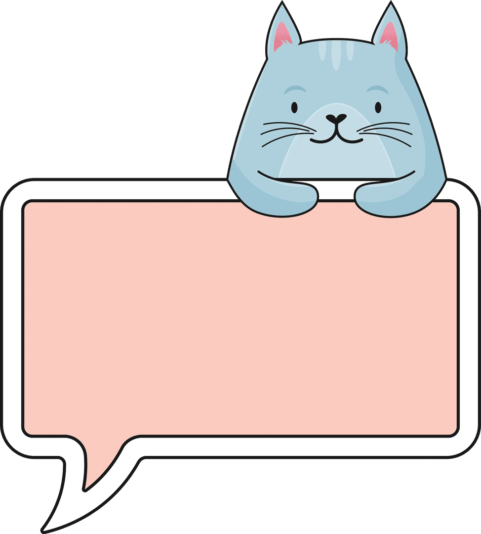 Cute Cat with Blank Speech Bubble PNG on Transparent Background